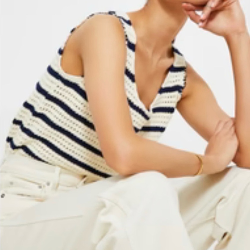 Tuckernuck Navy and Cream Striped Coda Tank Top